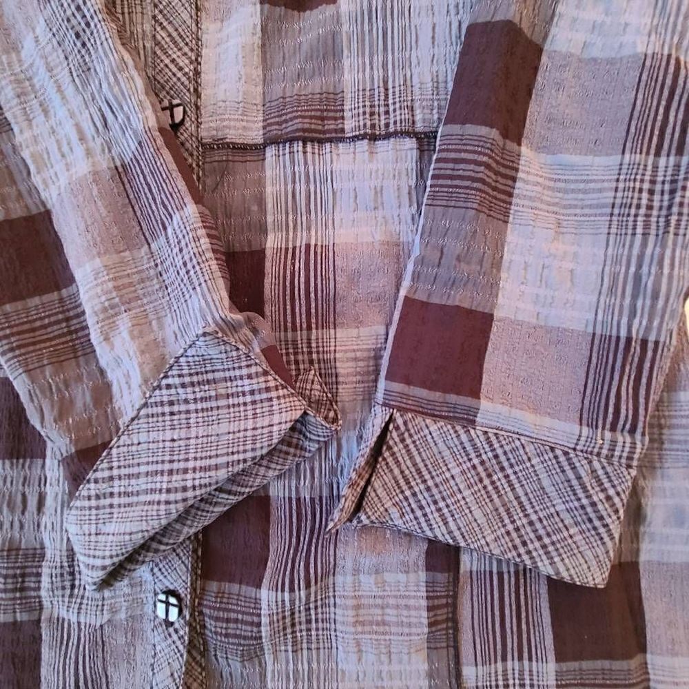 Habitat Womens Button Front Blue Black Plaid Tunic Small - Picture 7 of 15